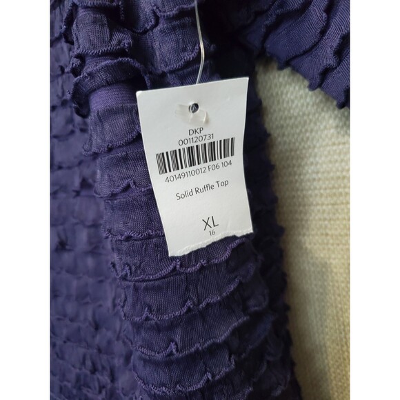 COLDWATER CREEK Purple Ruffle 3/4 Sleeve Lined Blouse Size XL NWT - Picture 3 of 7